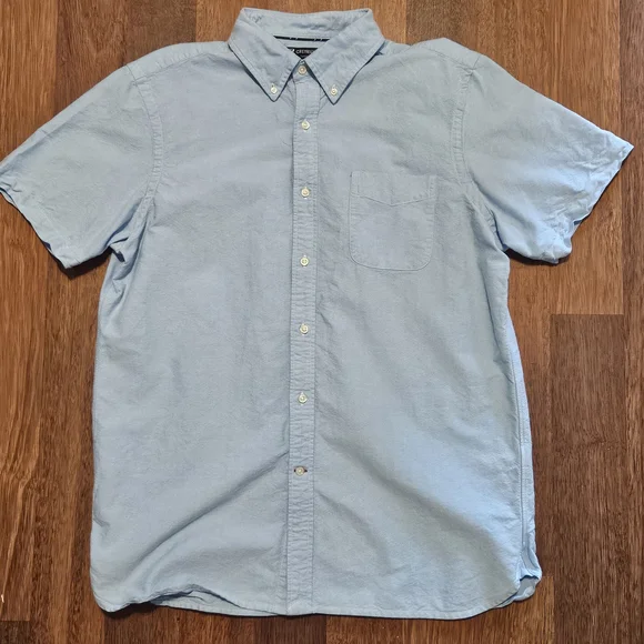 DANIEL CREMIEUX mens Short Sleeve Button Dress Shirt Size LARGE COLOR BLUE LL11 - Picture 1 of 16